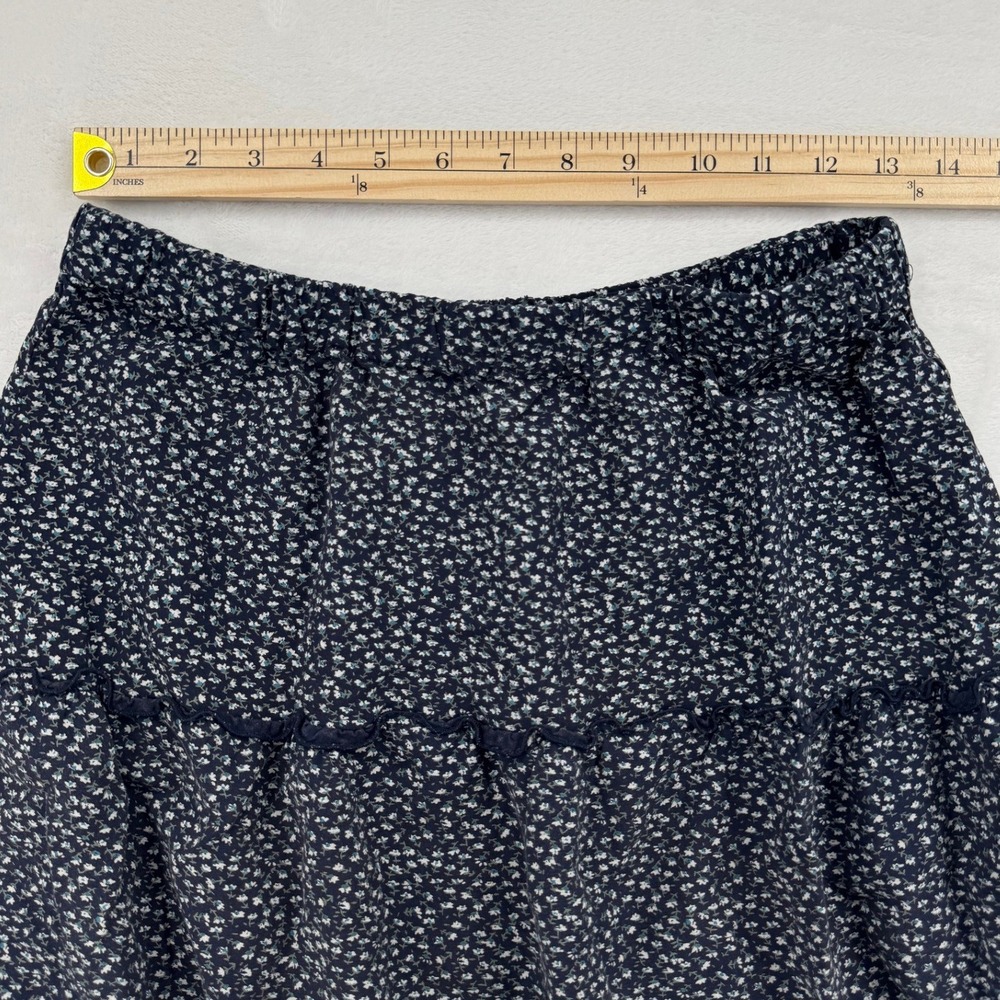 Brandy Melville Floral Maxi Skirt Women OS Navy Blue Fair Tiered Ruffle - Picture 4 of 8